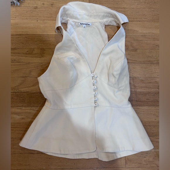 Reformation Collared Cream Vest, Buttoned Up, Peplum Bottom - Picture 1 of 4